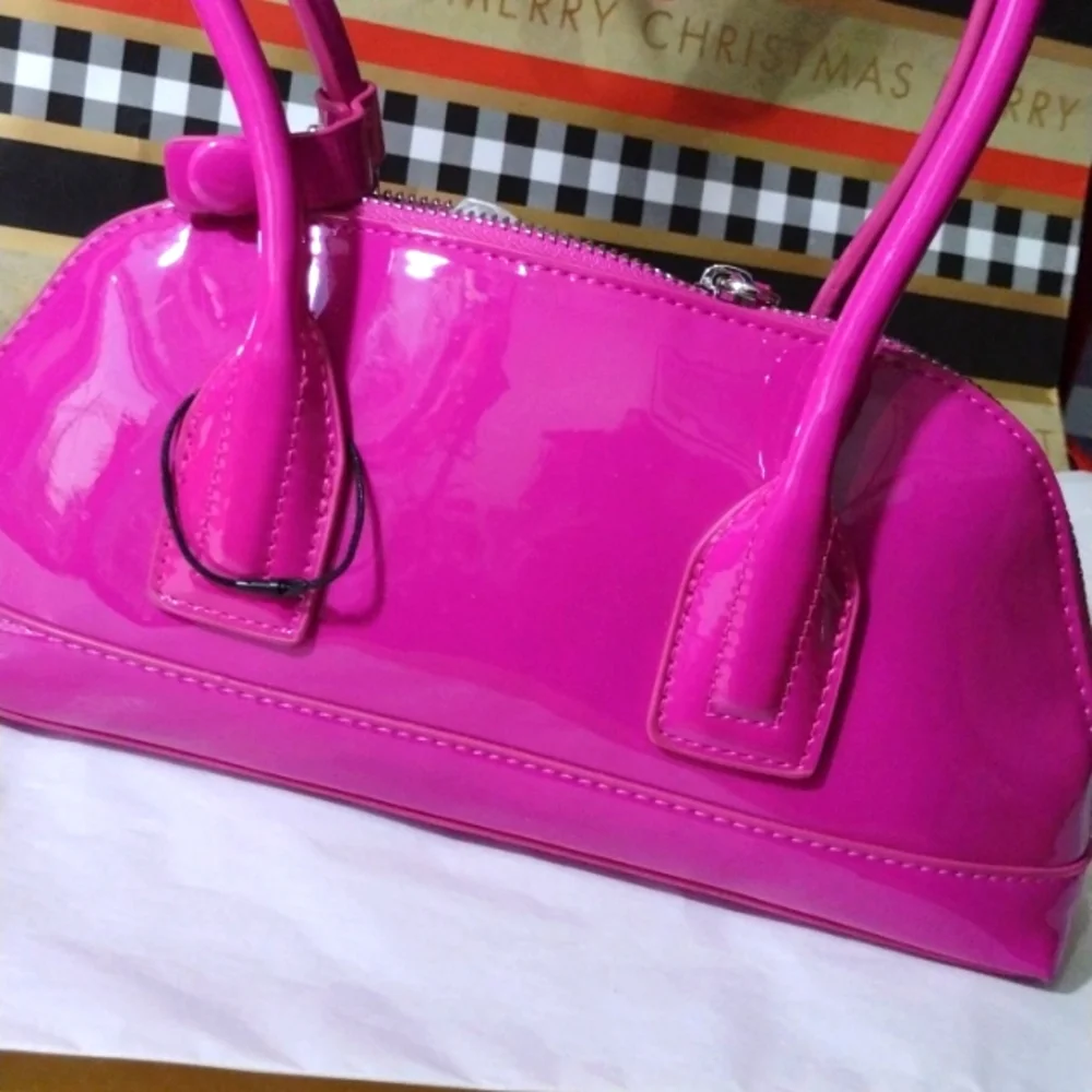 ZARA Trendy Pink 💕 Patent Shoulder Mini NWT - Picture 7 of 7